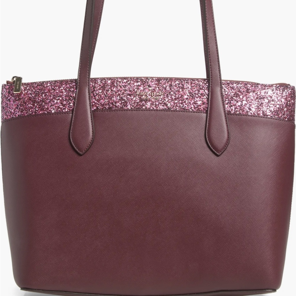 ♠️Kate Spade Flash Glitter Tote Cherrywood♠️